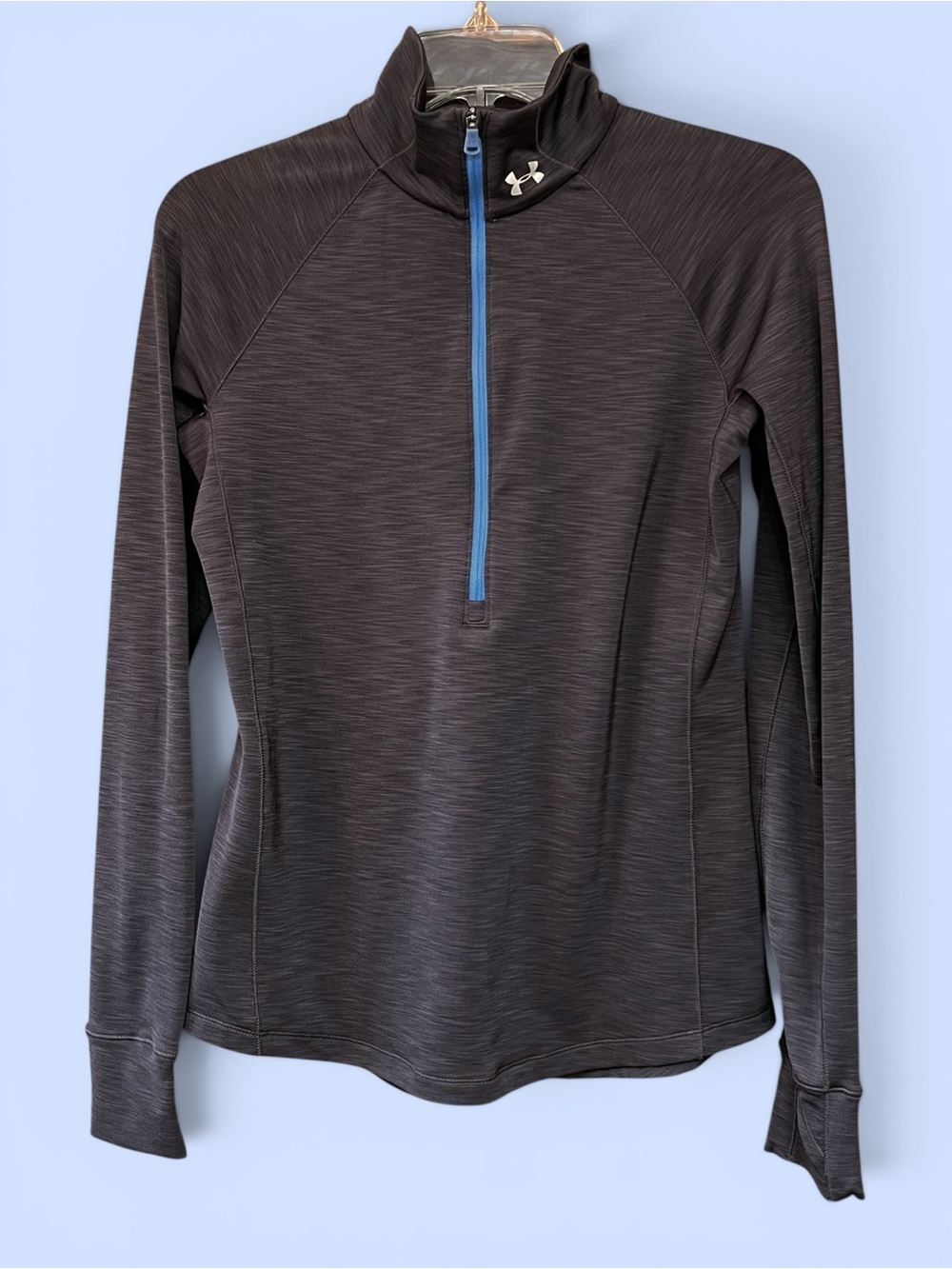 UA Women's ColdGear 1/2‎ zip Pullover
Top Jacket Activewear EUC Sz S Grey Blue